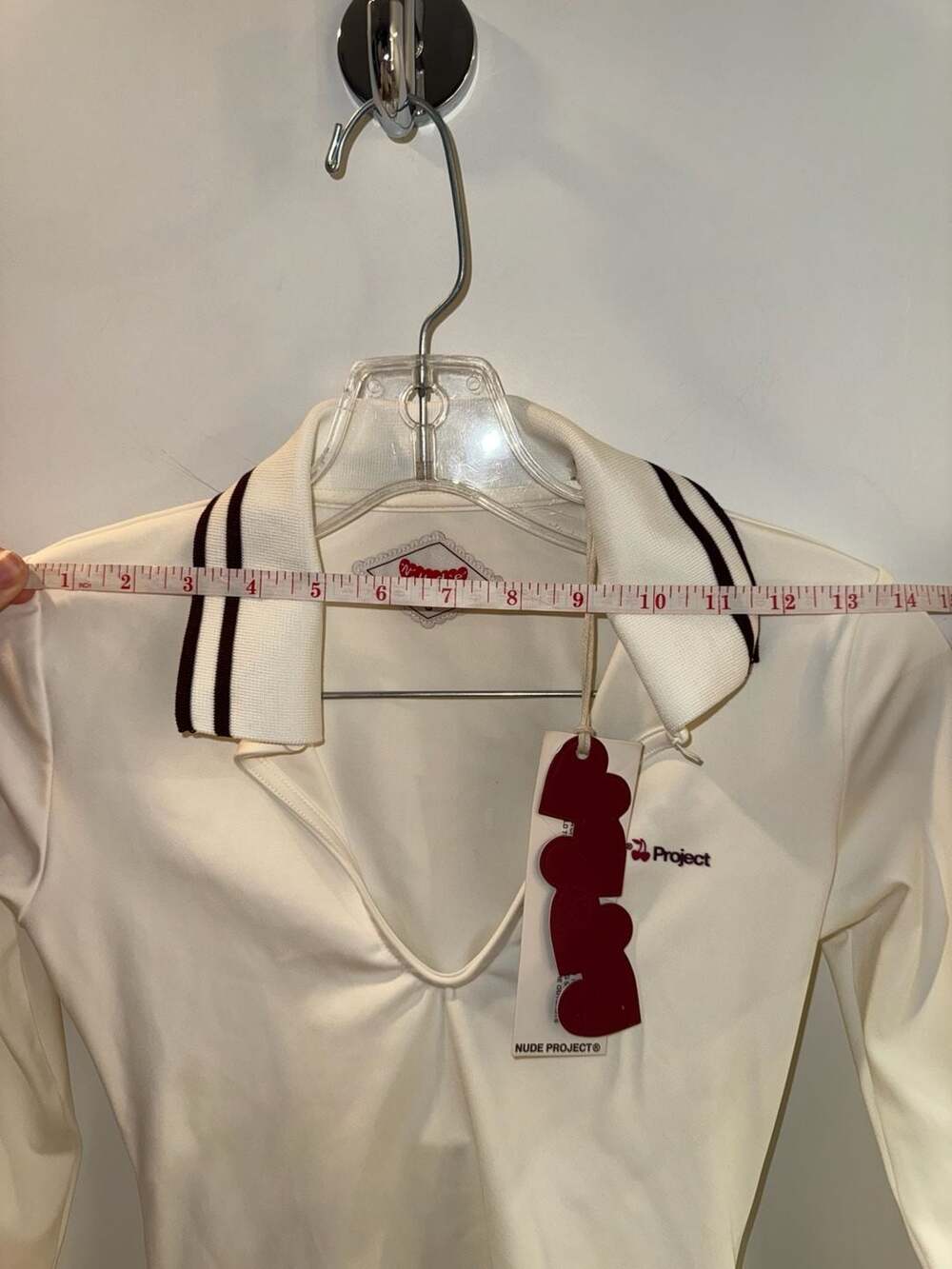 Nude Project Grosella Off White Long Sleeve Polo Shirt Size S - Picture 6 of 10